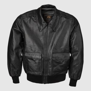 Modern A-2 Alpha Black Goatskin Leather Jacket