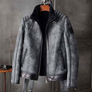 Men's B3 Bomber Grey Shearling Leather Jacket