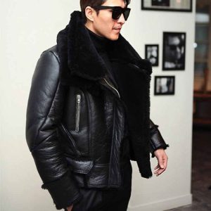 Men's B3 Bomber Winter Wool Lamb Fur Aviator Jacket