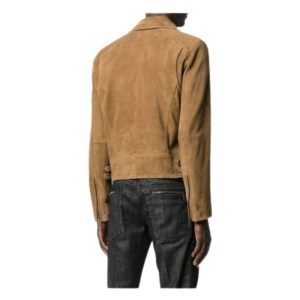 Brown Suede Leather Biker Jacket for Men