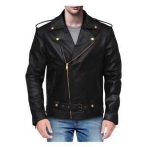 Classic Black Brando Motorcycle Leather Jacket