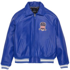 Men's Blue Real Leather Bomber American Flight Jacket