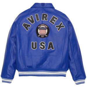 Men's Blue Real Leather Bomber American Flight Jacket