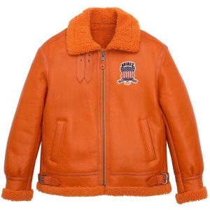 Womens Orange Avirex B3 Shearling Leather Jacket