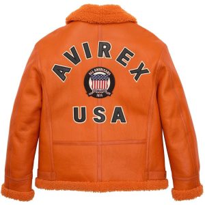 Womens Orange Avirex B3 Shearling Leather Jacket